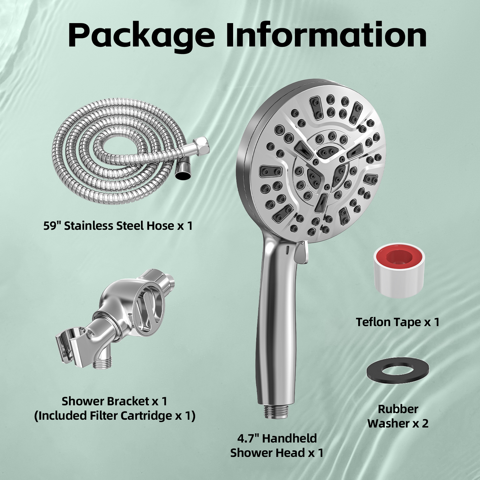 High Pressure Replaceable Filter Shower Head with Handheld - Thumbnail 7