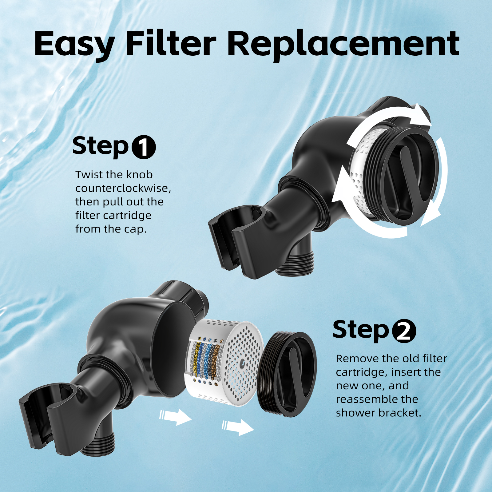 High Pressure Replaceable Filter Shower Head with Handheld - Thumbnail 3