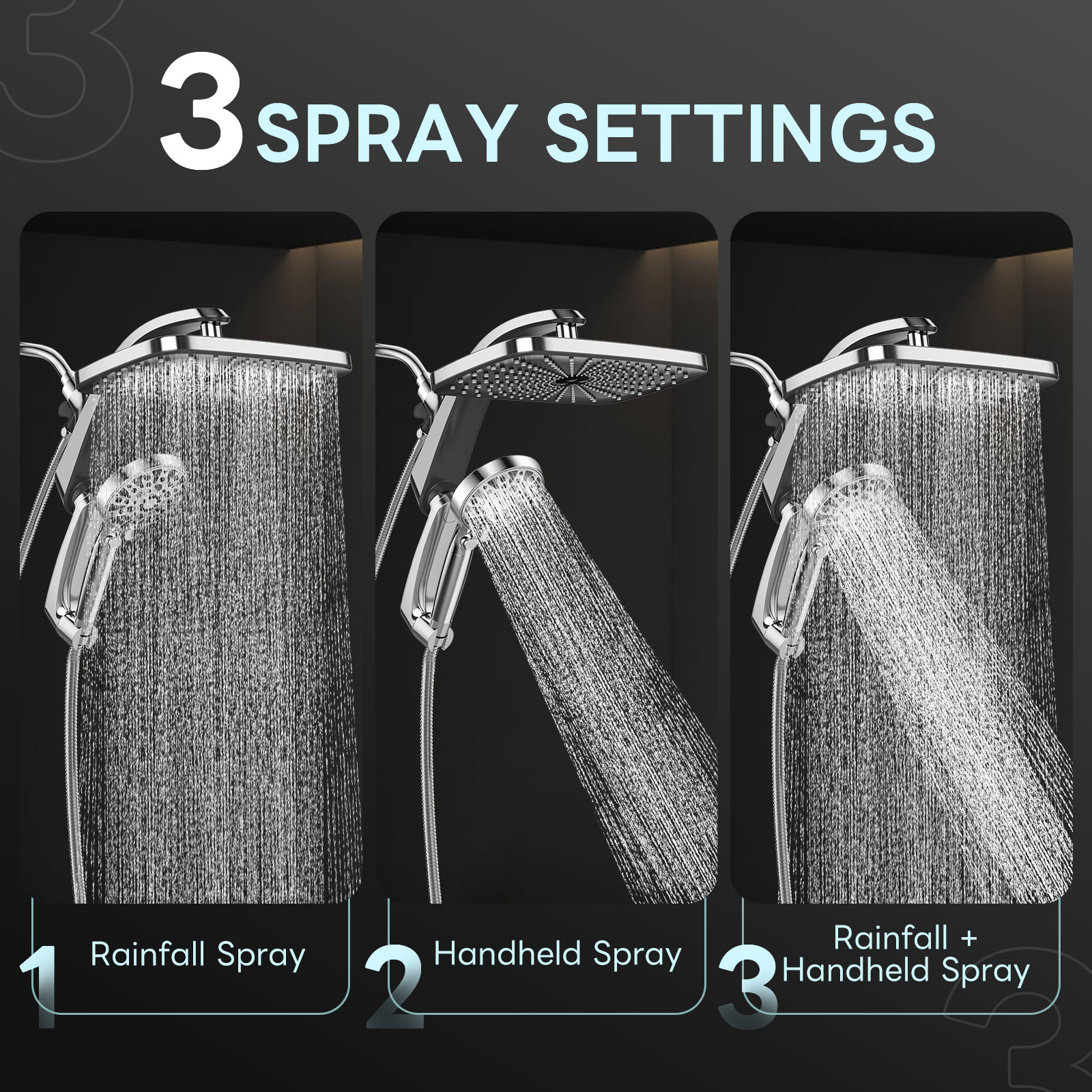 Rainfall Shower Head with 360 Degree Adjustable Extension Arm - Thumbnail 3