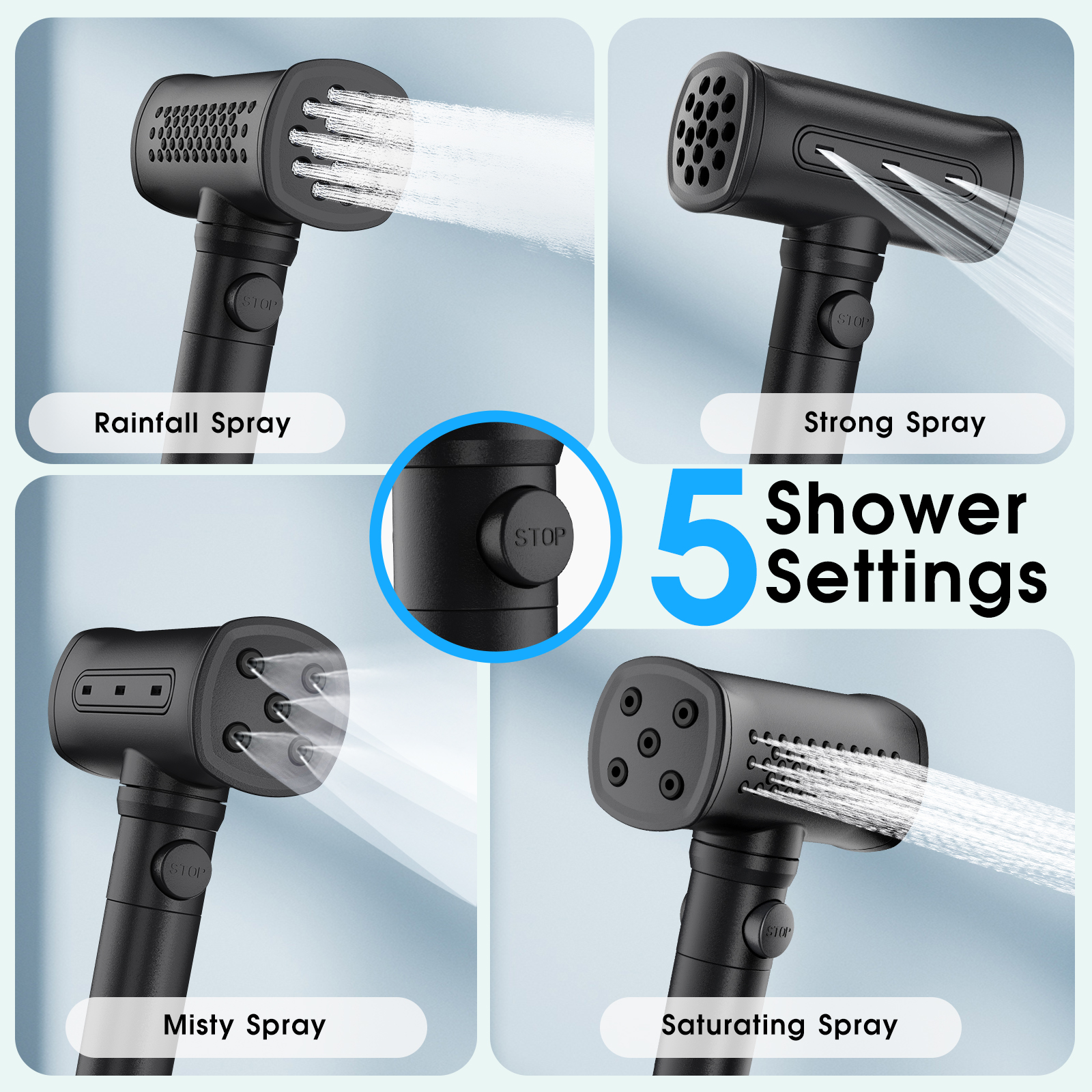 High Pressure Modern Design 5 Spray Modes with ON/OFF Pause - Thumbnail 2